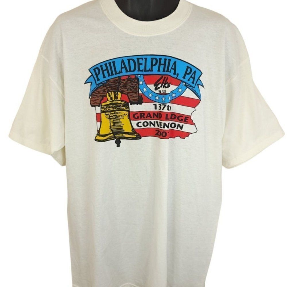 Philadelphia Elks T Shirt Vintage Y2K 2001 Grand Lodge Convention American Flag